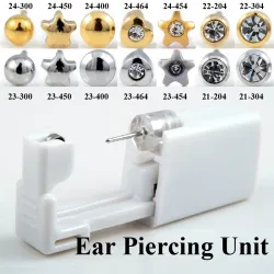 Disposable sterile ear piercing unit with earring - setEarrings
