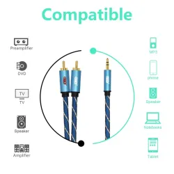 EMK 3.5mm to 2RCA AUX audio cable - 1m - 1.5m - 2m - 3m - 5mCables