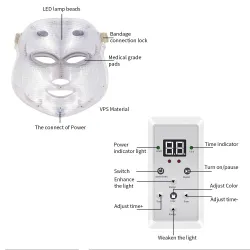 7 colors LED electric face and neck mask - acne treatment - light therapySkin