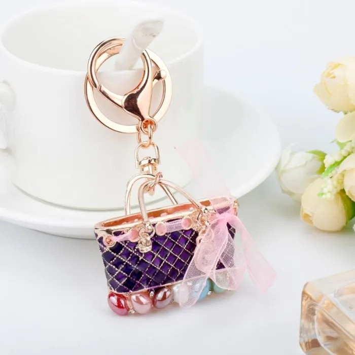 Crystal bag - gold keychainHobbies & Collections