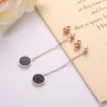 Long black earrings - rose gold - stainless steelEarrings