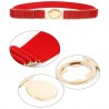 Elegant elastic belt with gold round buckleBelts