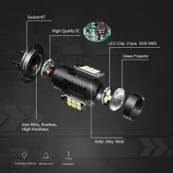 2pcs LED lamp super bright car fog lights - 12v 24v 6000k white car driving 21 3030-SMD running light auto led h7 bulbLights ...