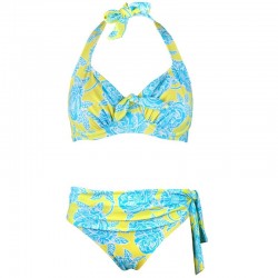 Floral print bikini set with push up - high waistBeachwear