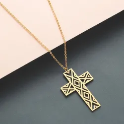 Hollow-out cross with necklace - stainless steelNecklaces