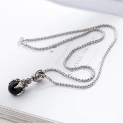 Dragon's paw with crystal - vintage stainless steel necklaceNecklaces