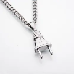 Electrical plug shape pendant - gold & silver stainless steel necklaceNecklaces