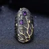 Vintage purple zircon - gold tree - ringRings
