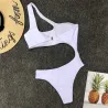 Hollow out - one piece swimsuit with push-up - white - black - monokiniBeachwear