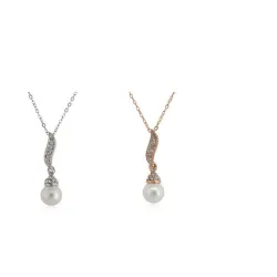 Crystal angel wing with pearl - necklaceNecklaces