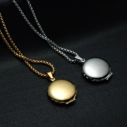 Hollow-out round ball - photo frame - necklaceNecklaces