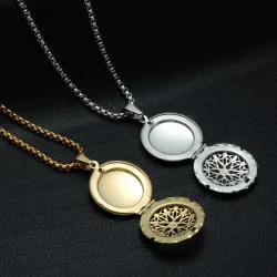 Hollow-out round ball - photo frame - necklaceNecklaces