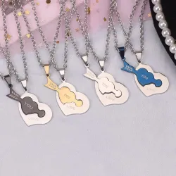 Heart & key - stainless steel necklace for couples 2 piecesNecklaces