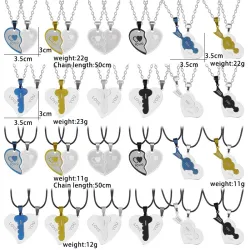 Heart & key - stainless steel necklace for couples 2 piecesNecklaces