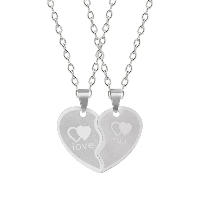 Heart & key - stainless steel necklace for couples 2 piecesNecklaces