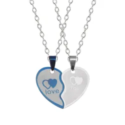 Heart & key - stainless steel necklace for couples 2 piecesNecklaces