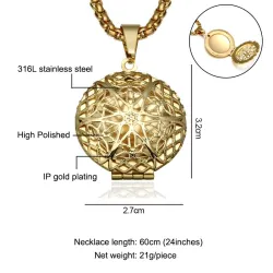 Hollow-out round ball - photo frame - necklaceNecklaces