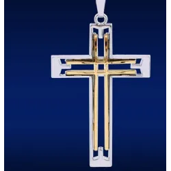 Double hollow-out stainless steel Cross - leather necklaceNecklaces