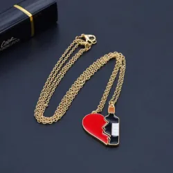 Cracked Heart And Wine Bottle - 2pcs/setNecklaces
