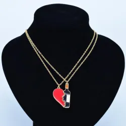 Cracked Heart And Wine Bottle - 2pcs/setNecklaces