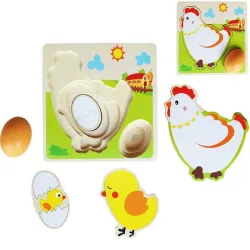 3D wooden puzzle - multilayer jigsaw - hen laying eggs - chicken growth - educational toysWooden