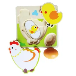 3D wooden puzzle - multilayer jigsaw - hen laying eggs - chicken growth - educational toysWooden