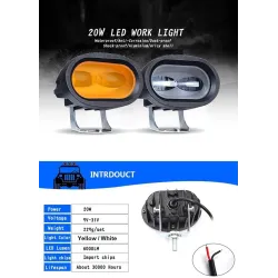 20W 6D 12V 6000K - work light for motorcycle - off-road trucks - ATV - SUV - retro LED bar - lampLights & lighting