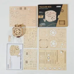 Creative DIY - 3D treasure box - wooden puzzle - assembly kit - 123 piecesConstruction