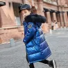 Long - warm winter jacket with fur hood - for girlsKids