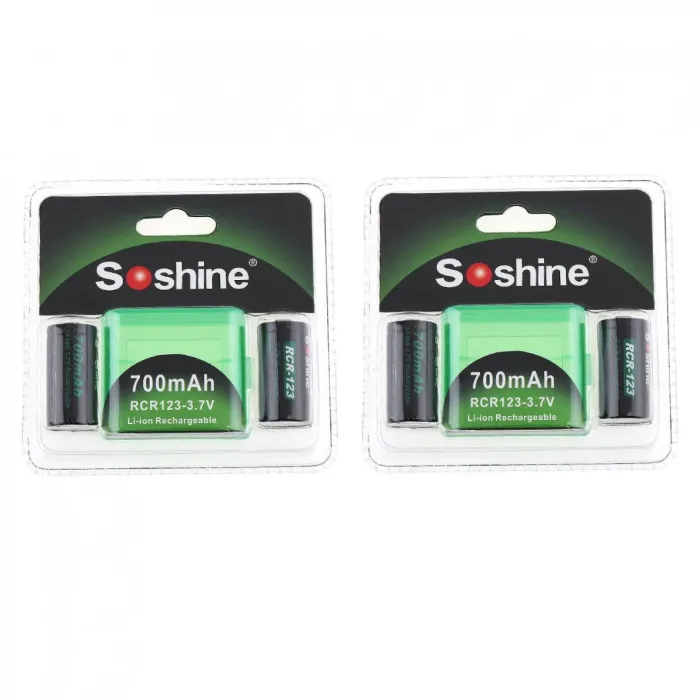 4pcs - 700mAh - Li-ion Rechargeable Battery - 2pcs Battery Storage Box - Flashlights - HeadlampsBattery