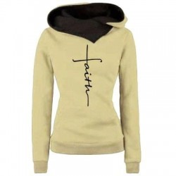 Autumn - Winter - Hoodies - Sweatshirts - Women - Faith Embroidered PrintHoodies & Jumpers