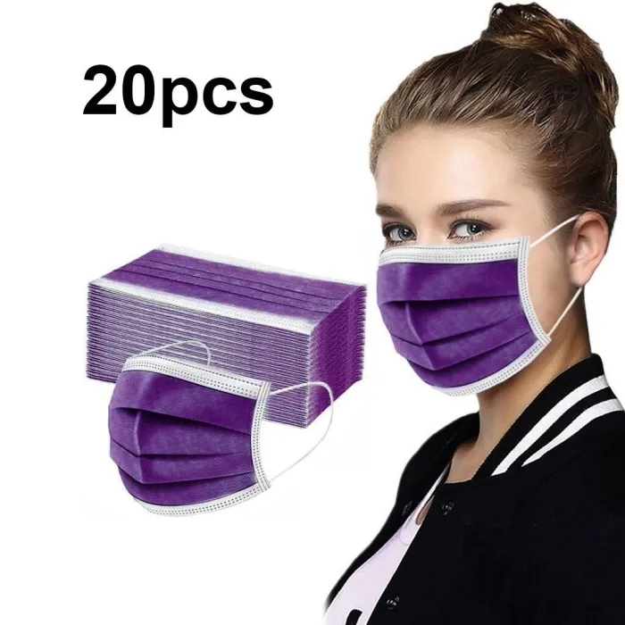 Disposable anti-bacterial medical face mask - mouth mask - 3 layer - purpleMouth masks