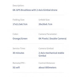 JJRC X17 - GPS - 5G - 6K ESC - HD Camera - 2-Axis Gimbal - Optical Flow Positioning - Brushless - FoldableR/C drone