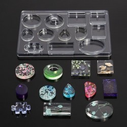 Silicone casting mould for resin jewellery making - 12 shapes