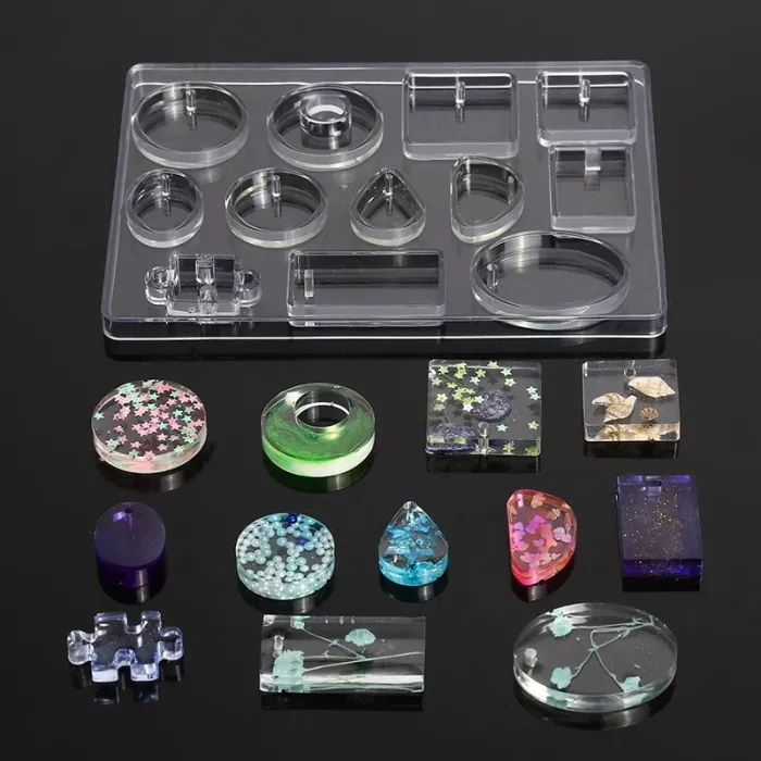 Silicone casting mould for resin jewellery making - 12 shapesDecoration