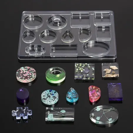 Silicone casting mould for resin jewellery making - 12 shapesDecoration