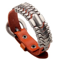 Punk leather bracelet - wrist band - orange- brownBracelets