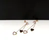 Crystal & hearts - double tassels - rose pink gold long earringsEarrings