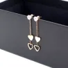 Crystal & hearts - double tassels - rose pink gold long earringsEarrings