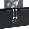 Crystal & hearts - double tassels - rose pink gold long earringsEarrings