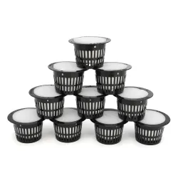 Mesh pot - basket - for hydroponic system plant / vegetable grow - with foam insert - 10 piecesGarden