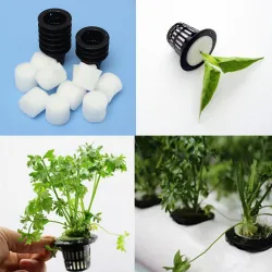 Mesh pot - basket - for hydroponic system plant / vegetable grow - with foam insert - 10 piecesGarden