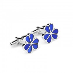 Silver cufflinks - blue enamel flowersCufflinks