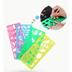 Color rainbow - scratch art paper card - set with graffiti stencilEducational