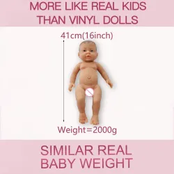 Realistic newborn - baby girl - soft silicone doll - 41cm - 2000gEducational