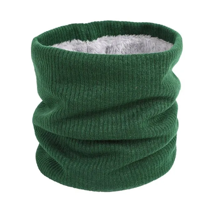 Knitted warm round scarf with plush - unisexScarves