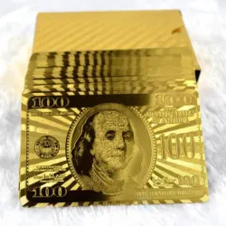 Plastic poker playing cards - 24K gold - dollars designPuzzles & Games
