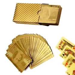 Plastic poker playing cards - 24K gold - dollars designPuzzles & Games