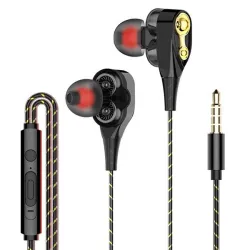 Wired in-ear headphones with microphone - dual drive bass - headsetEar- & Headphones