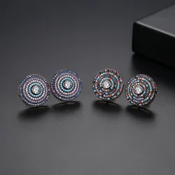 Elegant round earrings with crystalsEarrings